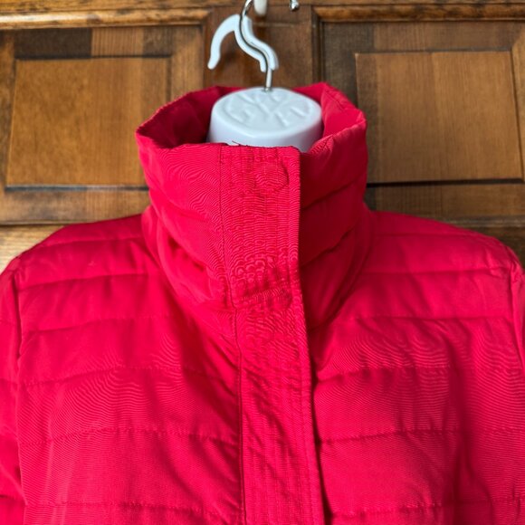 LOFT Red Puffer Jacket w/Zipper & Snap Close Medium - Picture 9 of 16